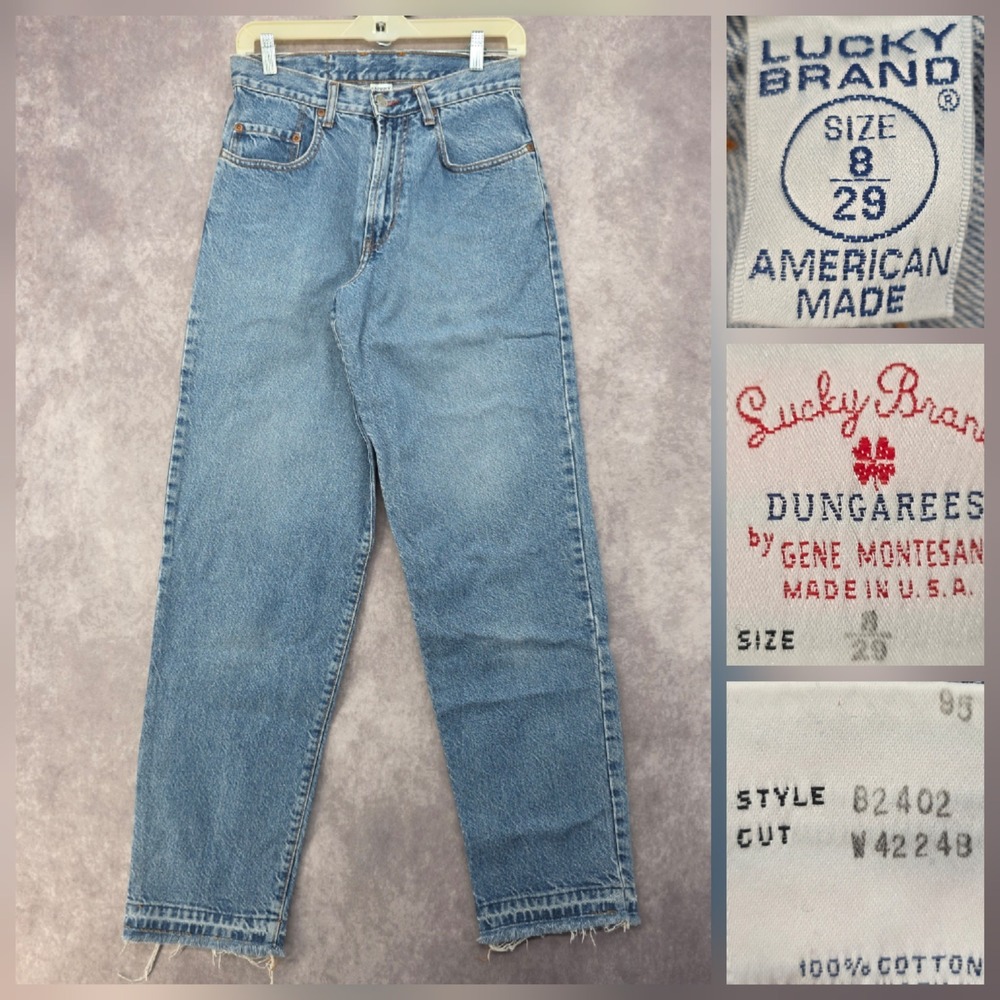 Vintage Lucky Brand Dungarees Jeans Size 29 Relaxed Fit 82402 High Rise Blue